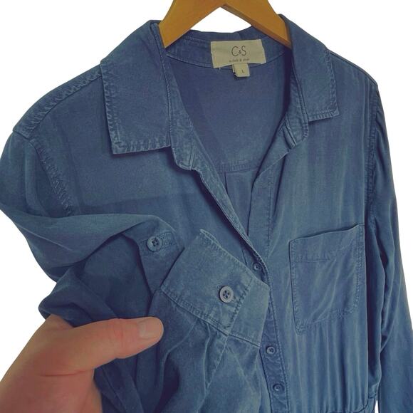 ANTHROPOLOGIE C&S by Cloth & Stone Women’s Navy Utility Jumpsuit large - Picture 6 of 7